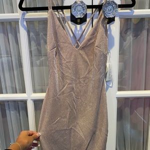 champagne/ pink sparkle dress